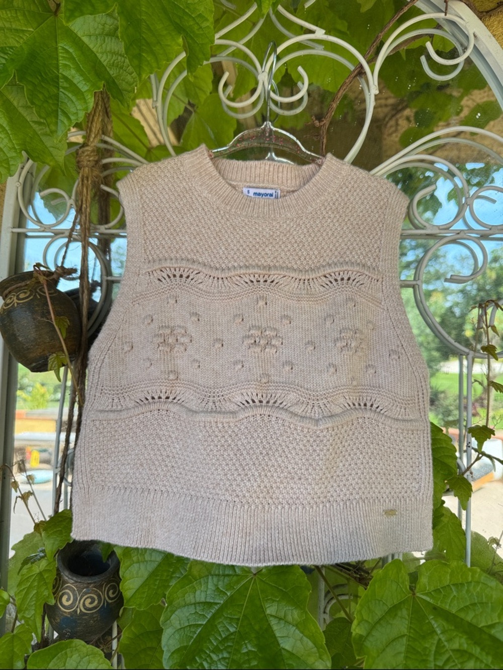 Mayoral Cream Knit Sleeveless Sweater Vest